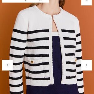 English Factory Black and White Striped Cardigan